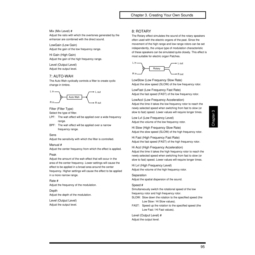 Roland XP-30 owner manual Auto-Wah, Rotary 