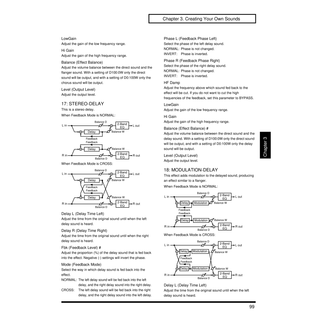 Roland XP-30 owner manual Stereo-Delay, Modulation-Delay 