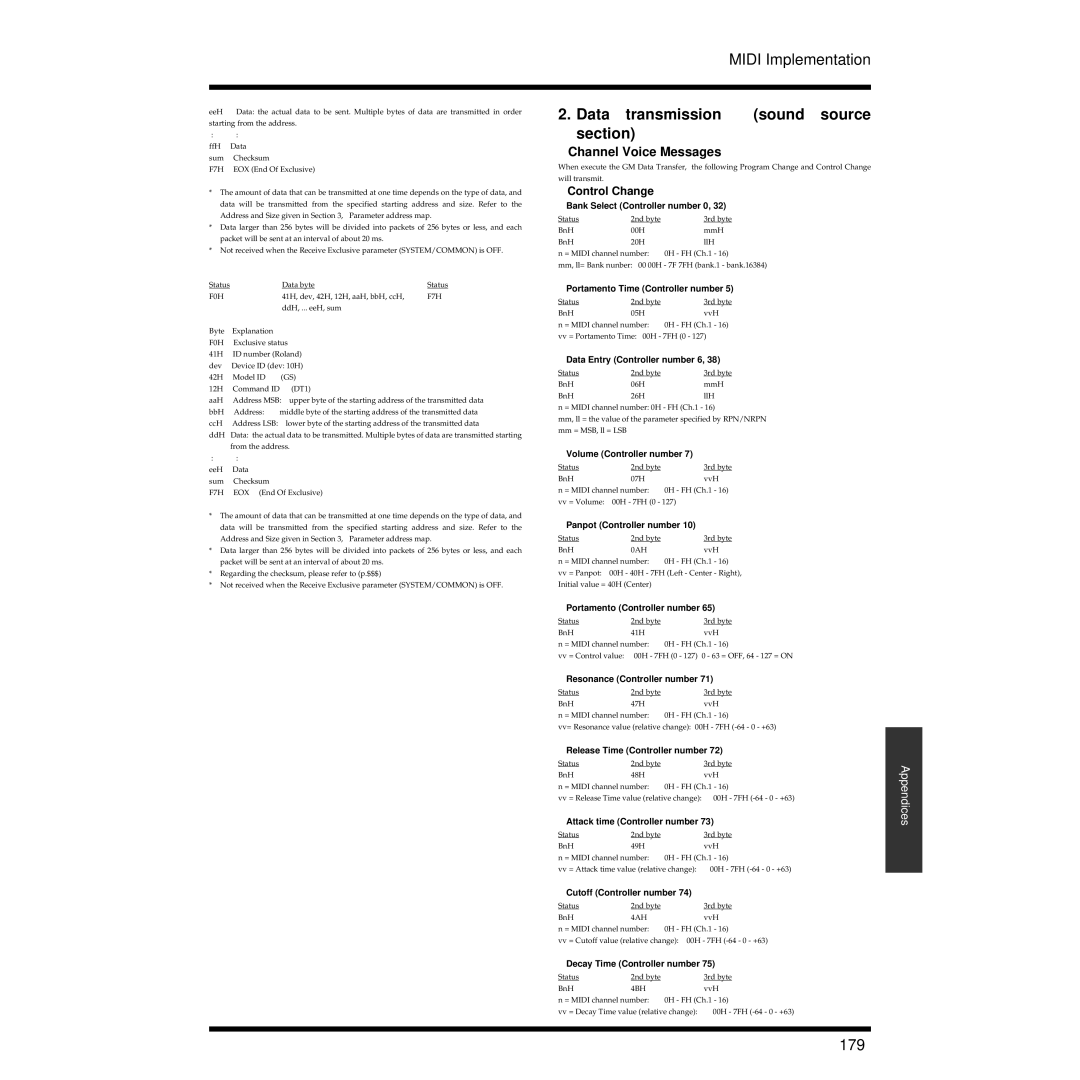 Roland XV-3080 owner manual Section, 179 