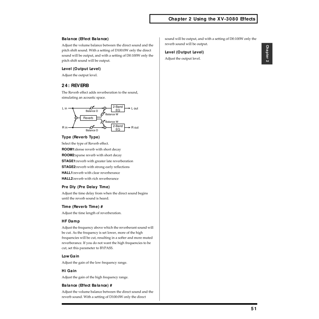 Roland XV-3080 owner manual Time Reverb Time # 