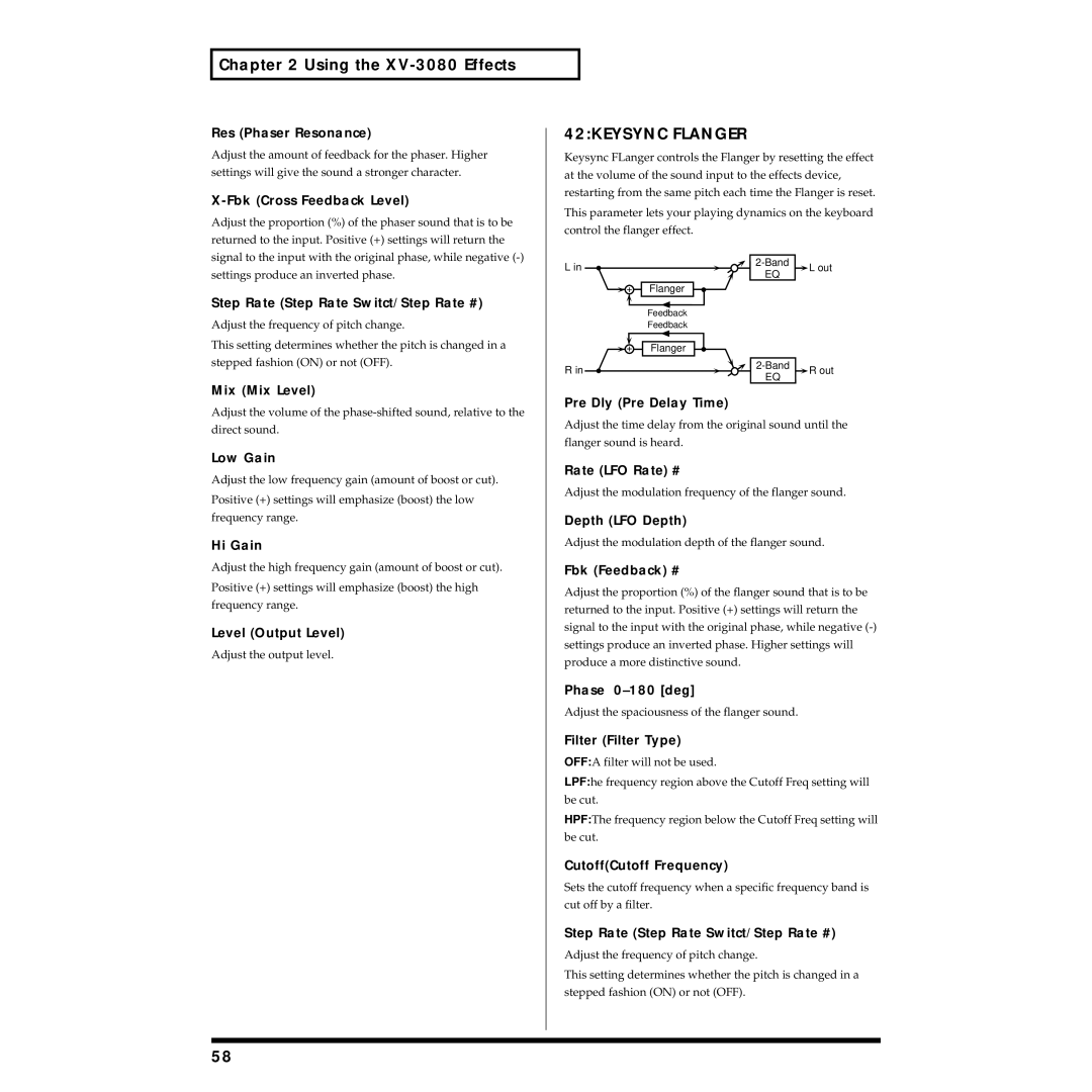 Roland XV-3080 owner manual 42KEYSYNC Flanger 