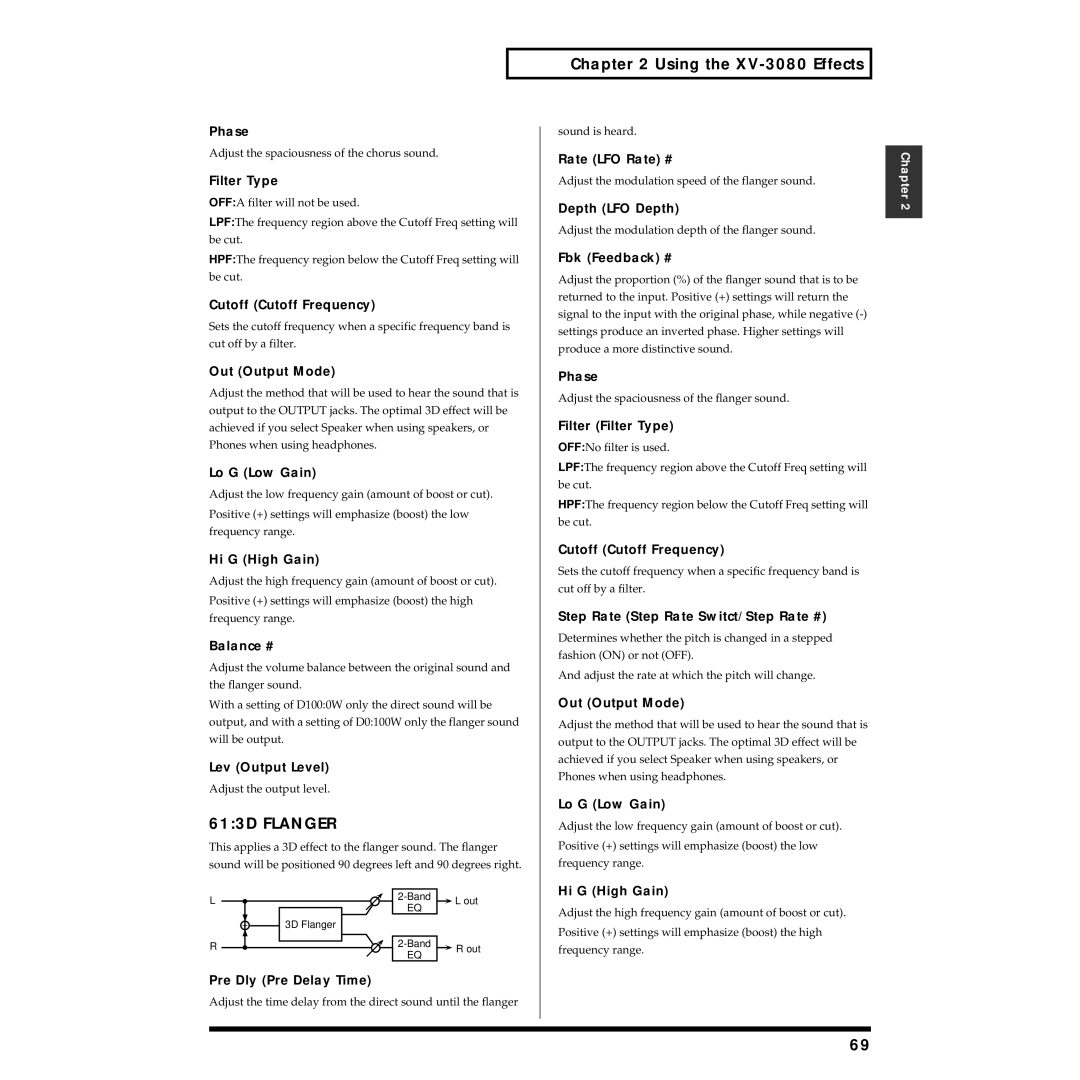 Roland XV-3080 owner manual 613D Flanger, Phase 