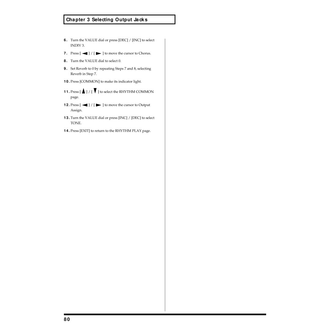 Roland XV-3080 owner manual Selecting Output Jacks 
