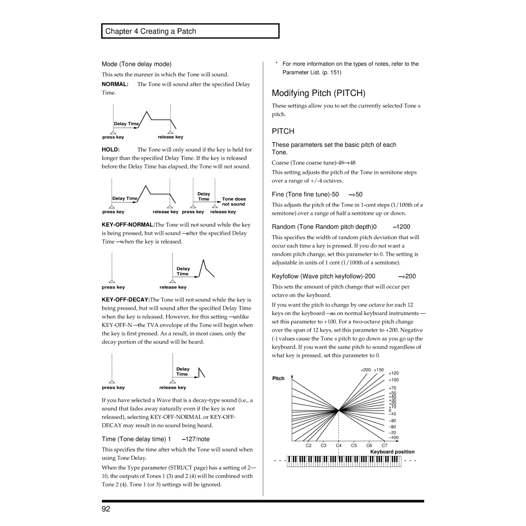 Roland XV-3080 owner manual Modifying Pitch Pitch 