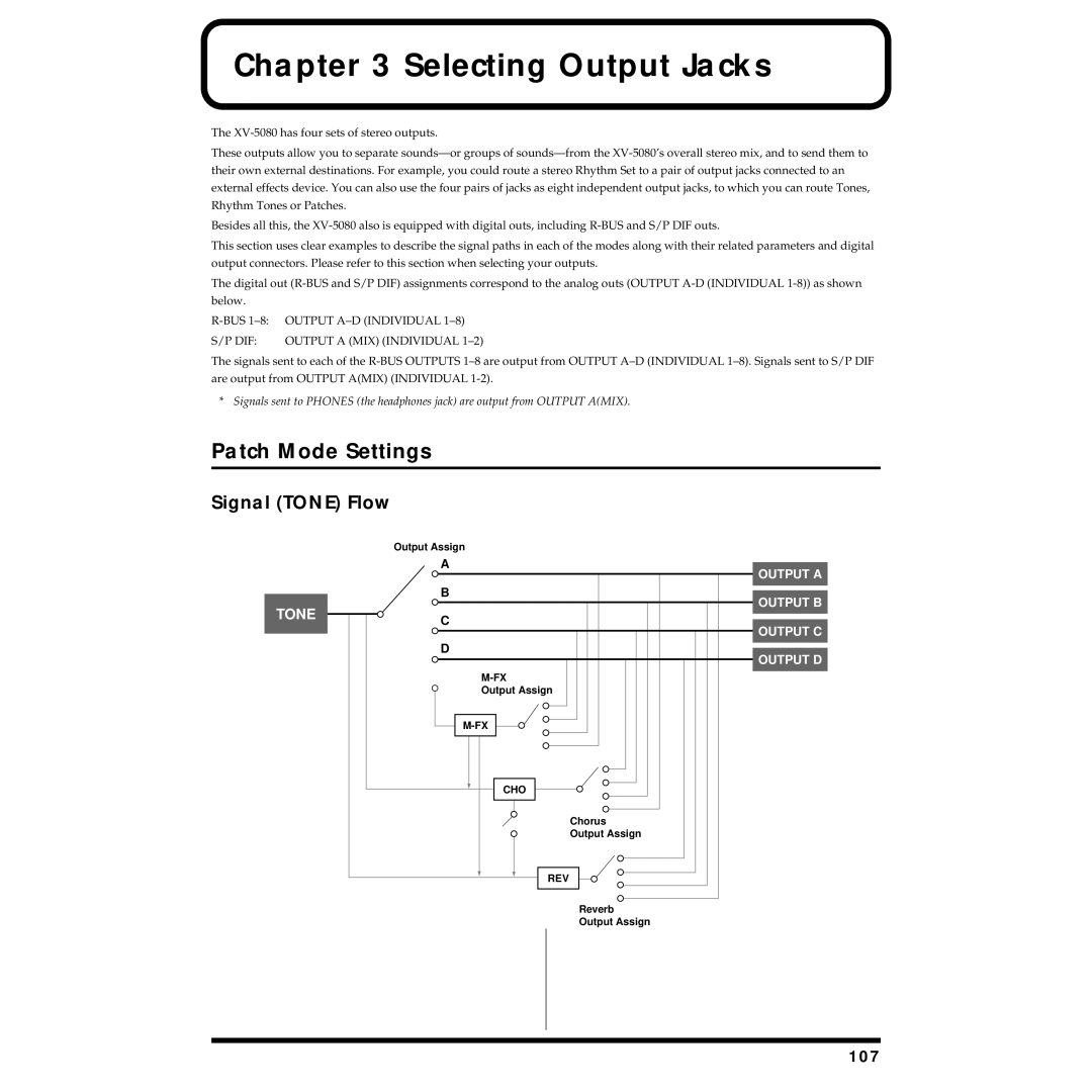 Roland XV-5080 owner manual Signal Tone Flow, 107 