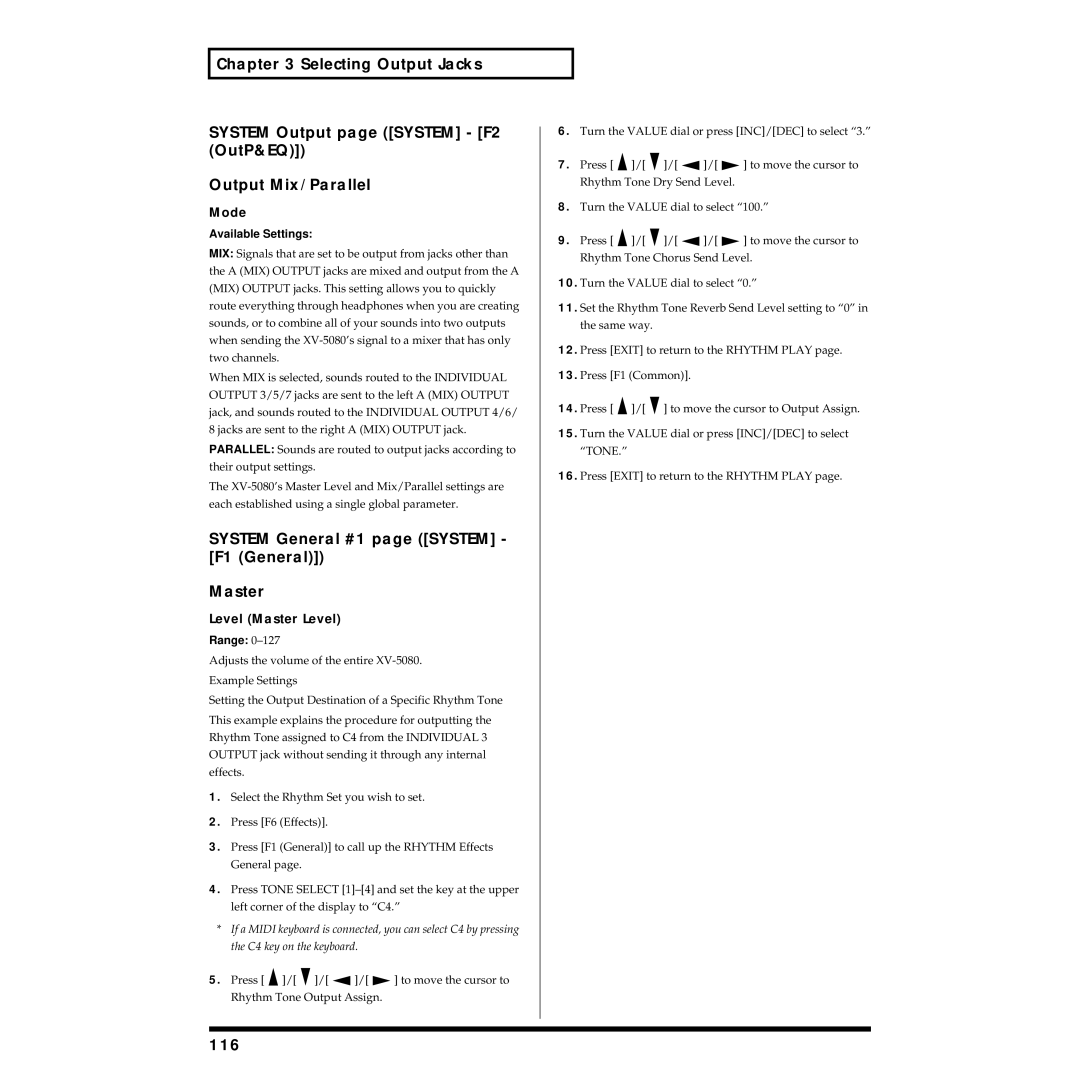 Roland XV-5080 owner manual 116, Mode 