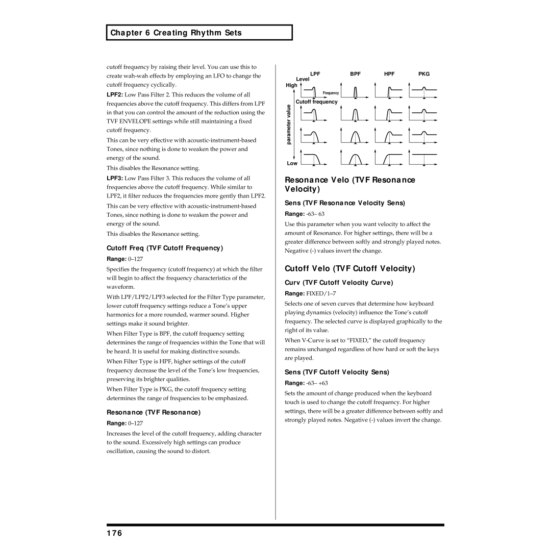 Roland XV-5080 owner manual 176, Range -63 