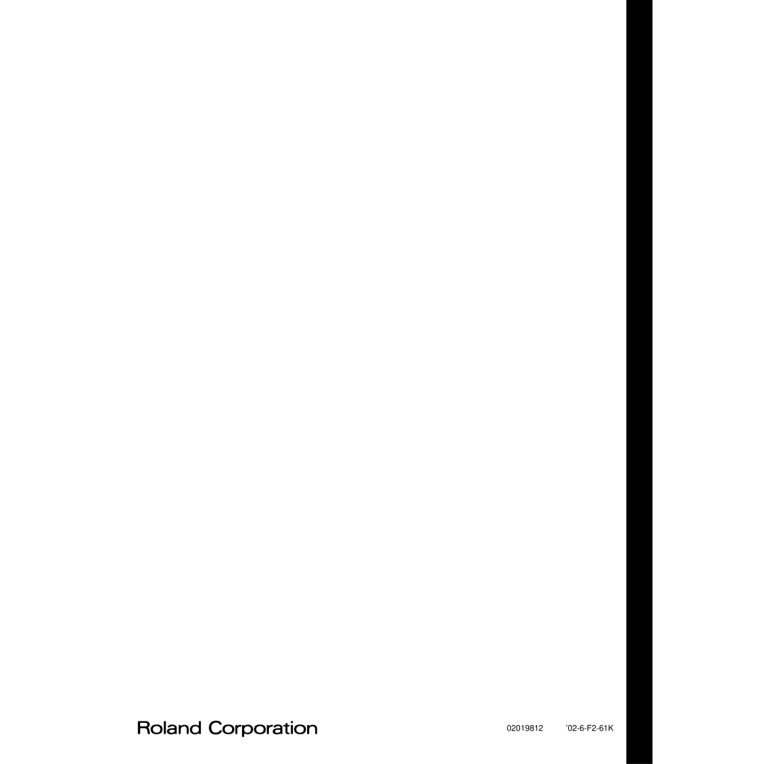 Roland XV-5080 owner manual 02019812 ’02-6-F2-61K 