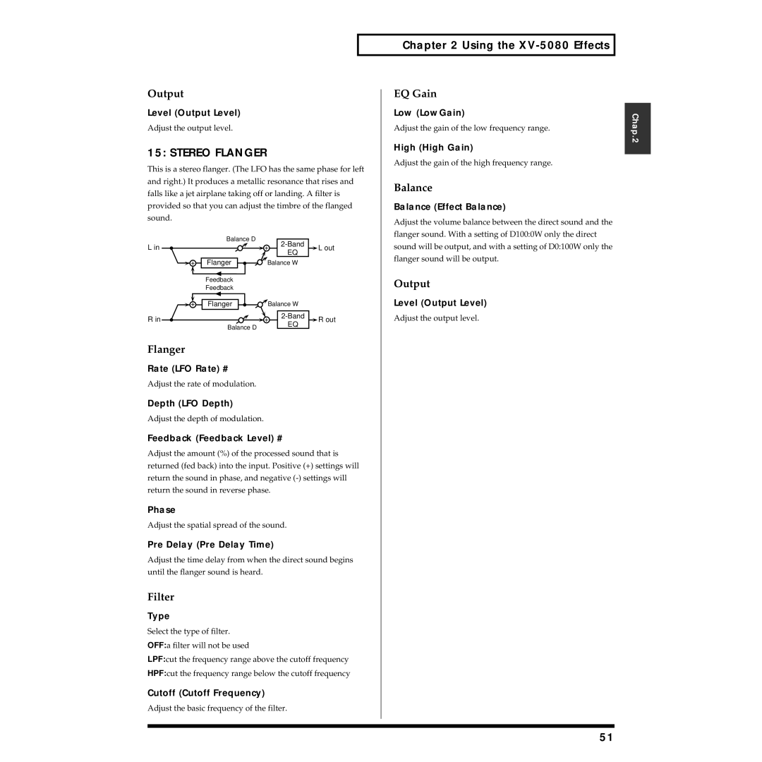 Roland XV-5080 owner manual Stereo Flanger 