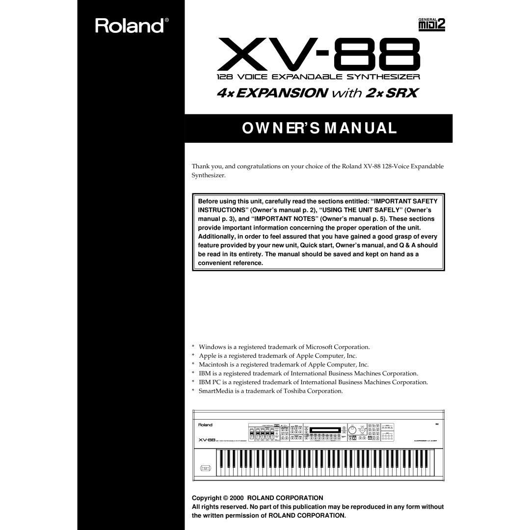 Roland XV-88 owner manual 