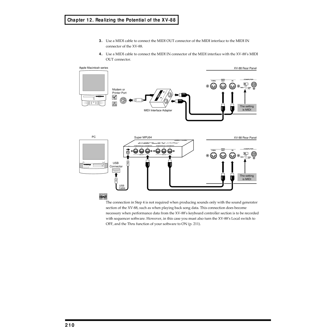 Roland XV-88 owner manual 210, Usb 