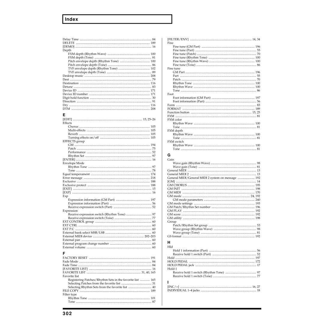 Roland XV-88 owner manual 302, Expression 