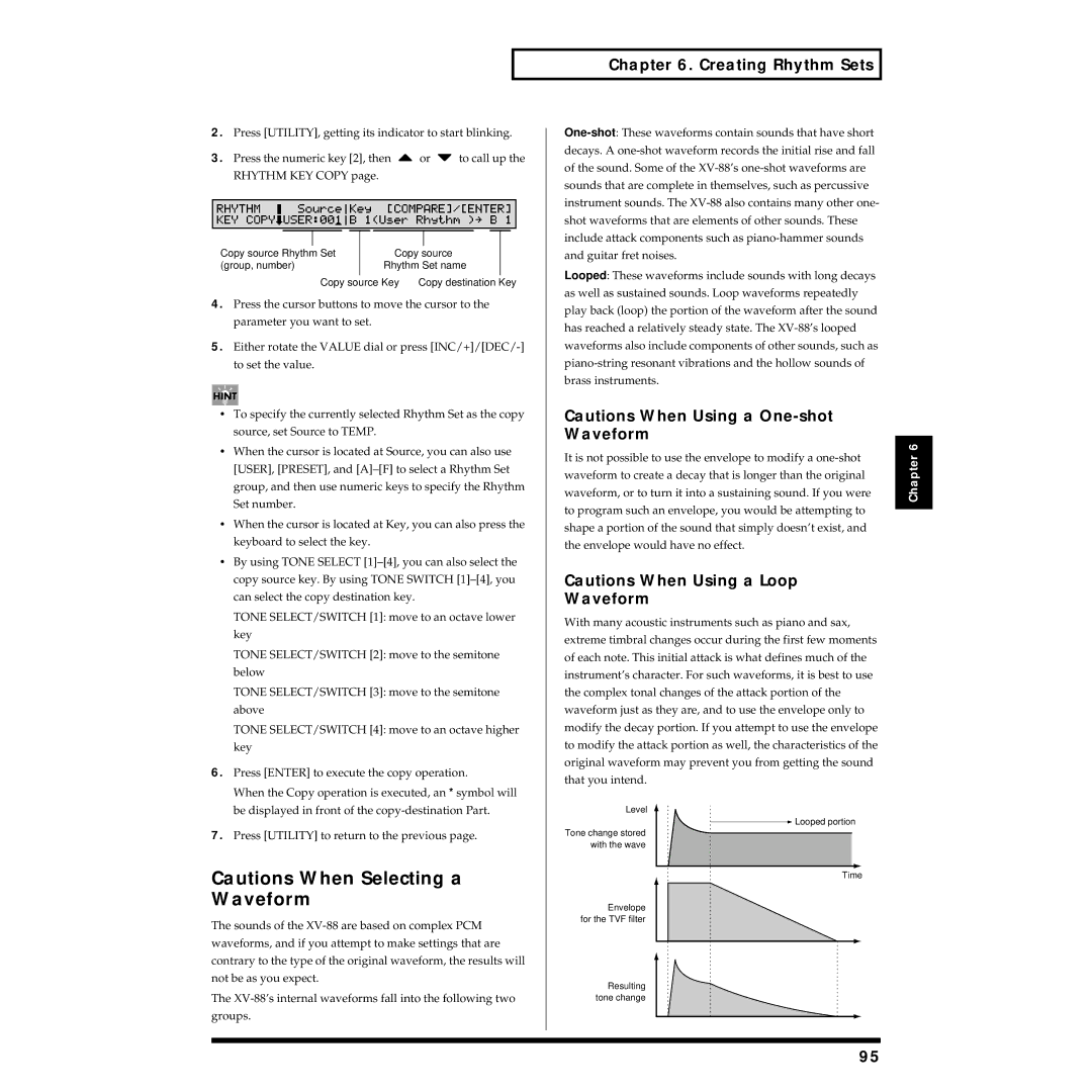 Roland XV-88 owner manual Waveform to create a decay that is longer than the original 