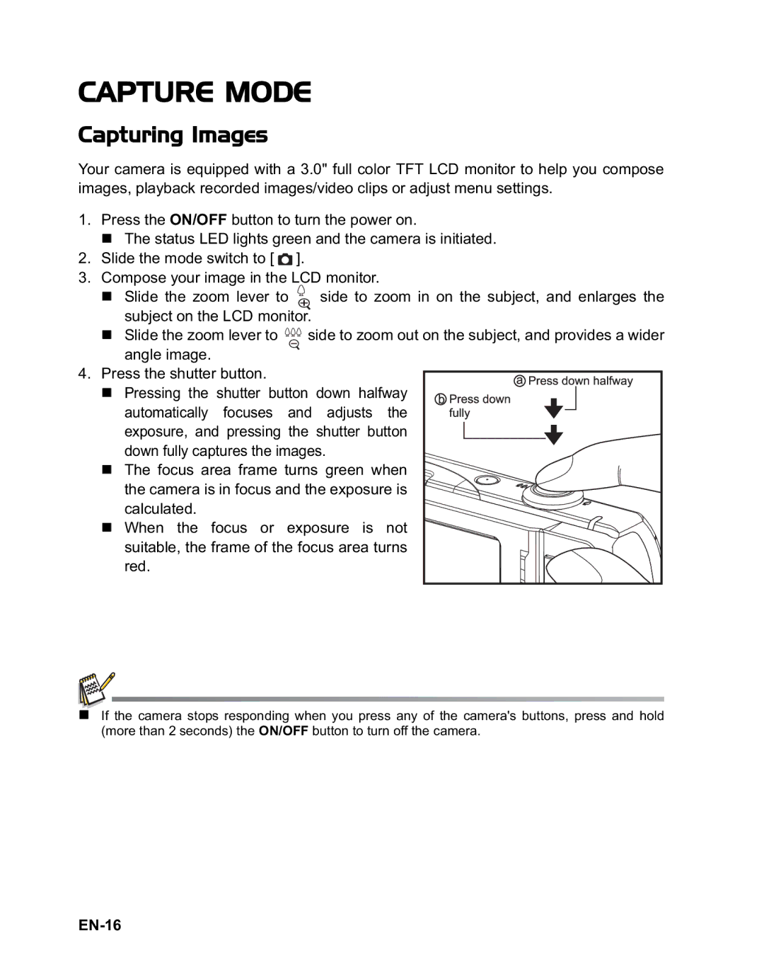 Rollei 140 manual Capture Mode, Capturing Images, EN-16 