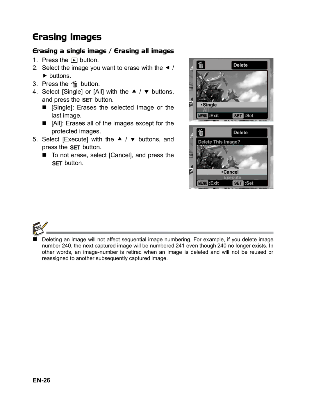 Rollei 140 manual Erasing Images, EN-26 