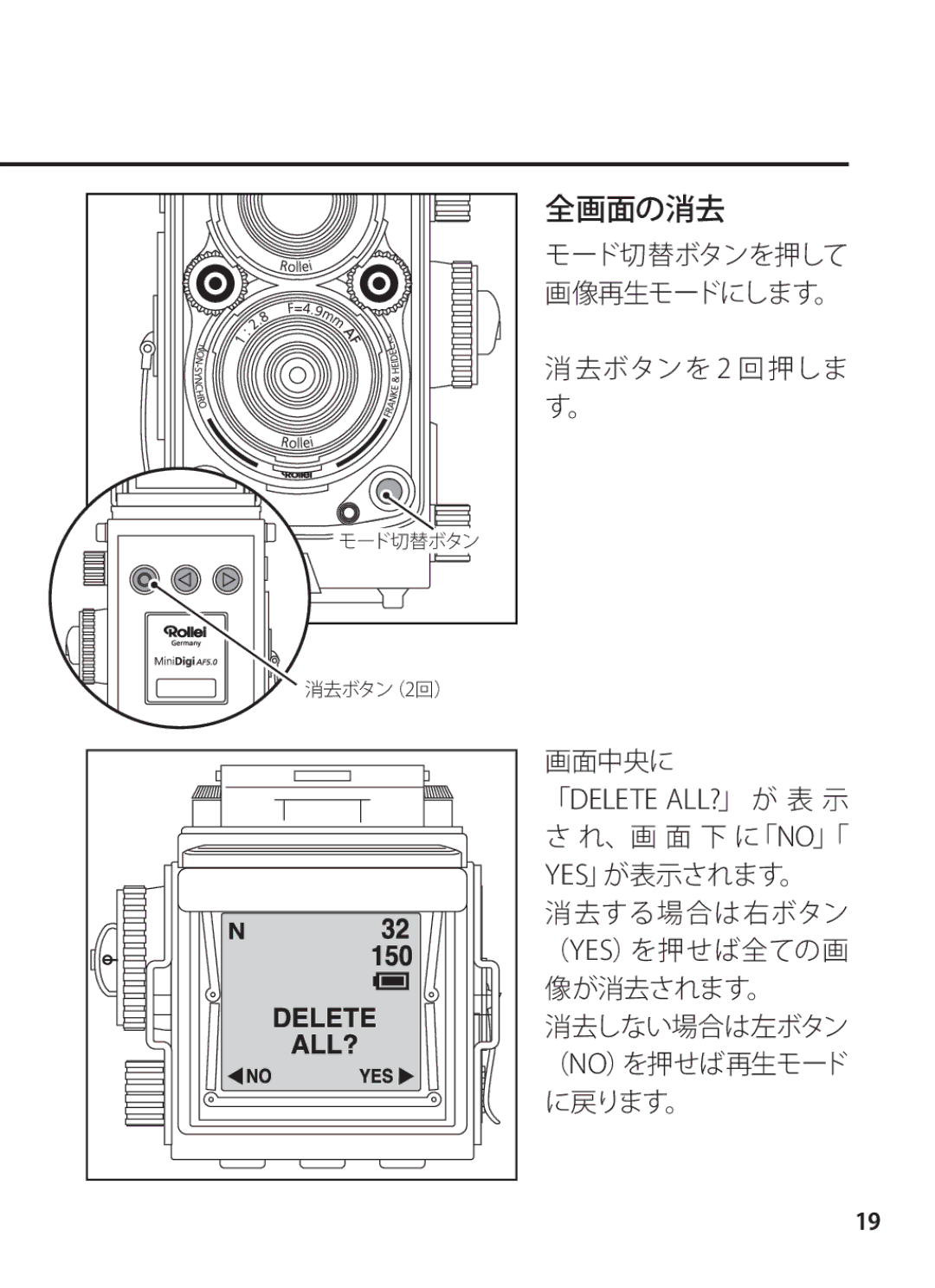 Rollei 24611 manual 全画面の消去 