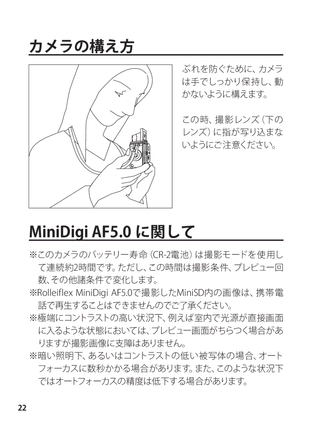 Rollei 24611 manual カメラの構え方, MiniDigi AF5.0 に関して 