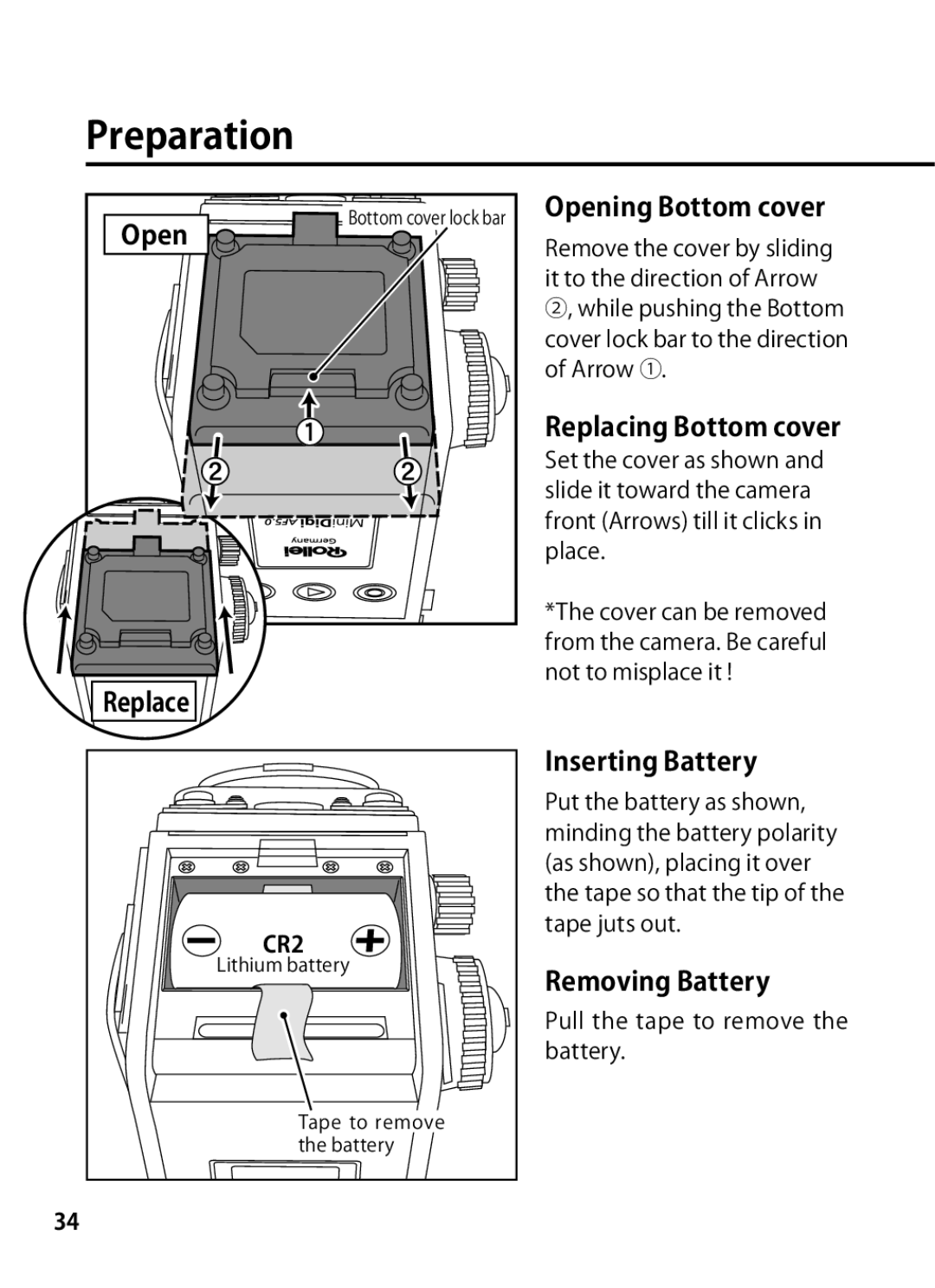 Rollei 24611 manual Preparation 