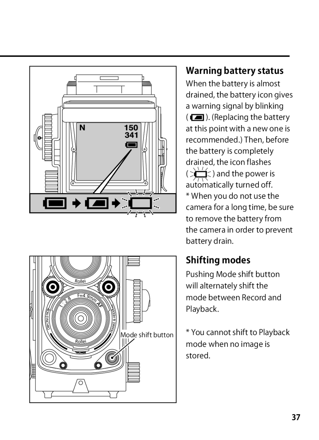 Rollei 24611 manual Shifting modes 