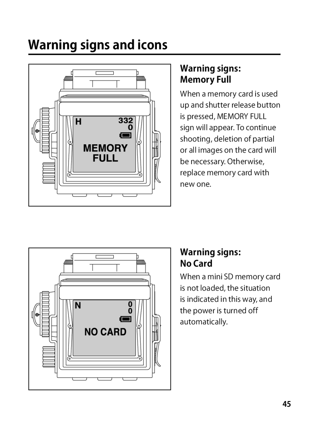 Rollei 24611 manual Memory Full, No Card 