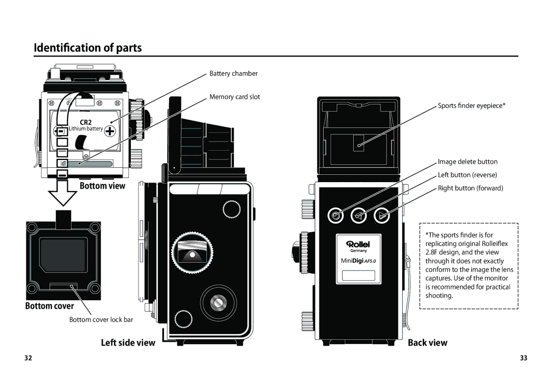 Rollei AF 5 manual Bottom view Bottom cover 