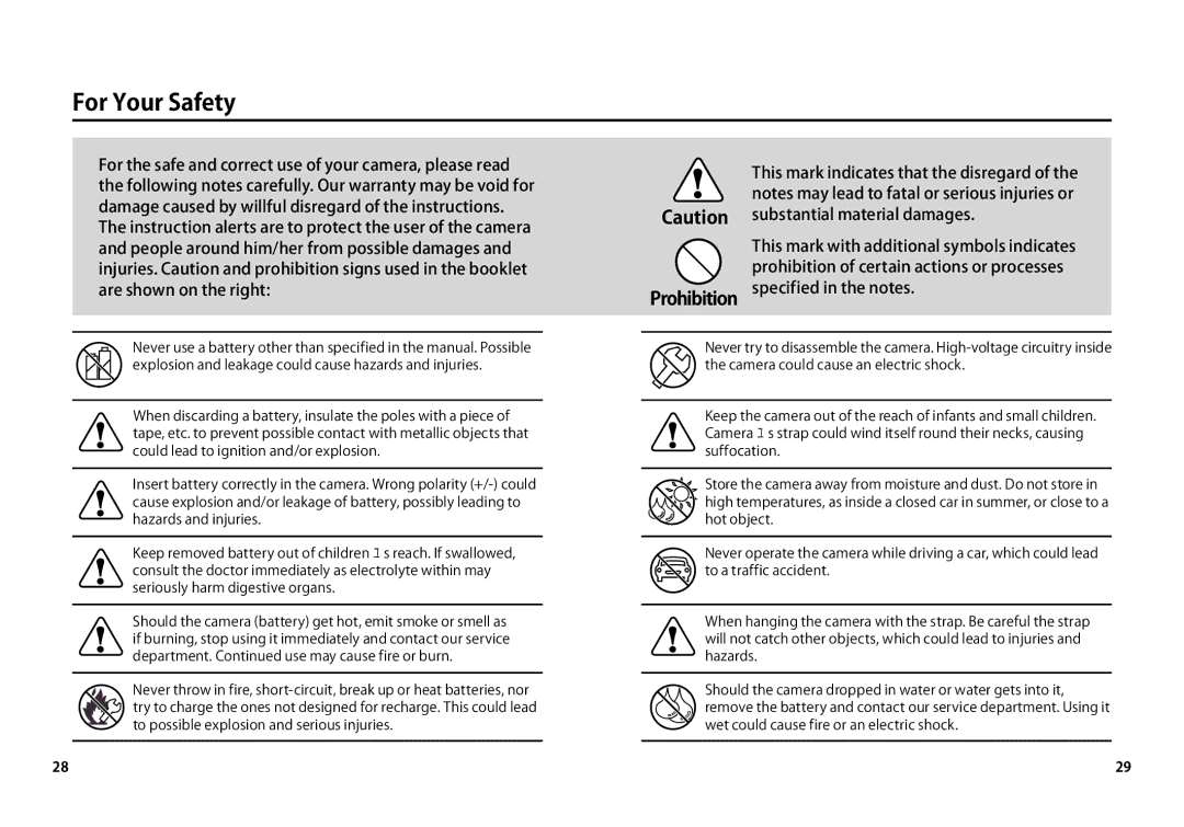 Rollei AF5.0 manual For Your Safety 