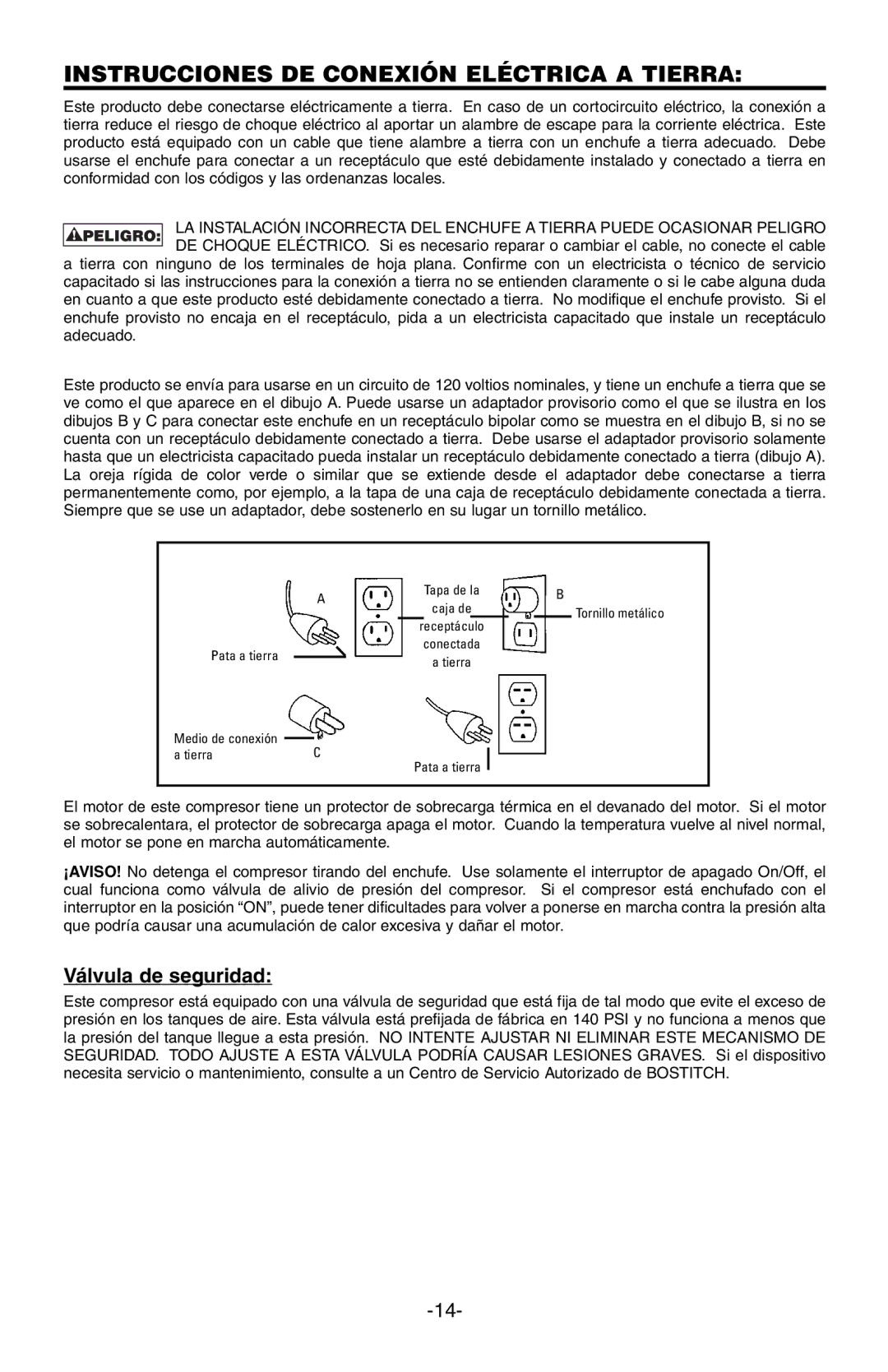 Rollei CWC200ST manual Instrucciones DE Conexión Eléctrica a Tierra, Válvula de seguridad 