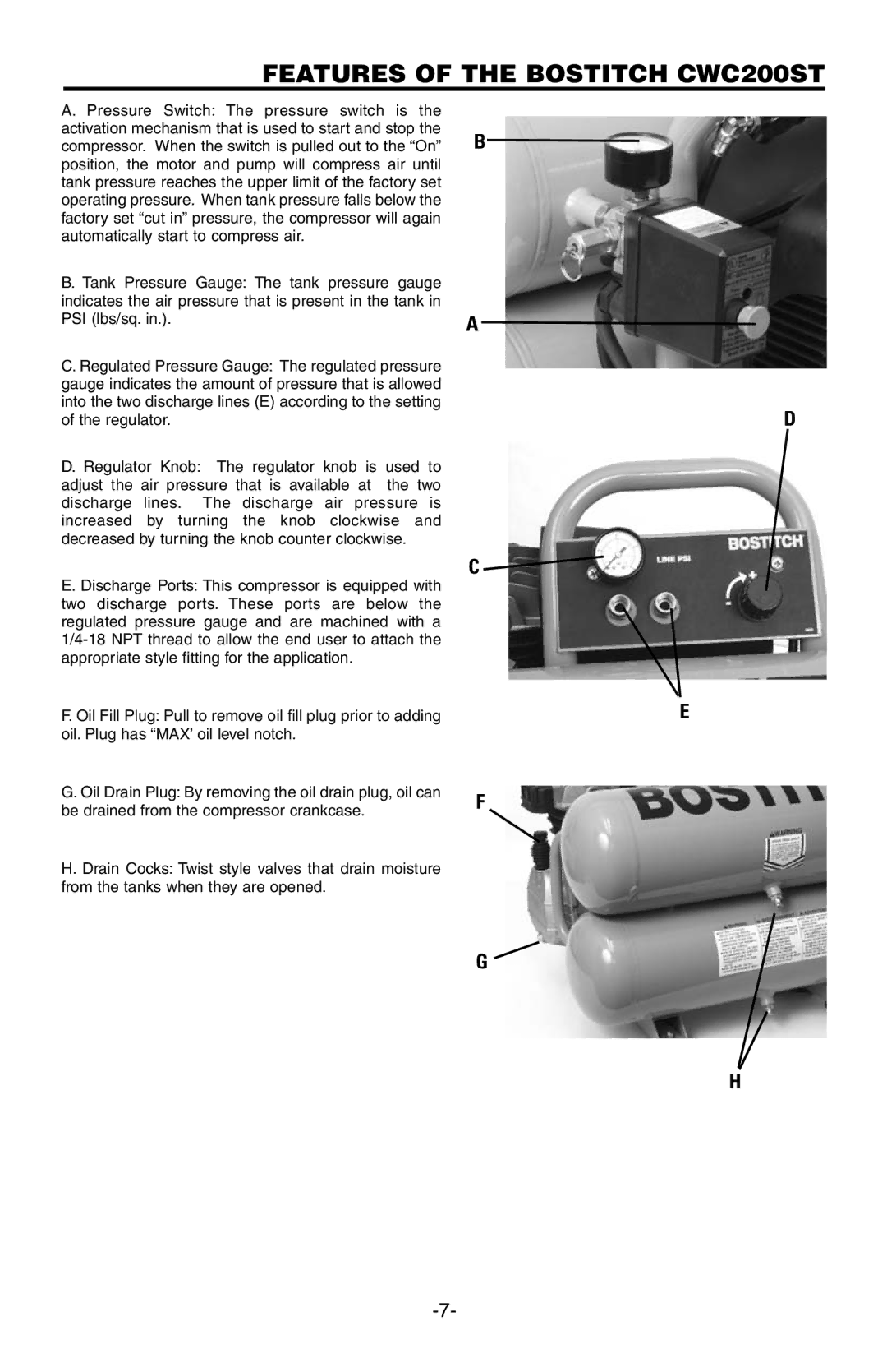 Rollei manual Features of the Bostitch CWC200ST 