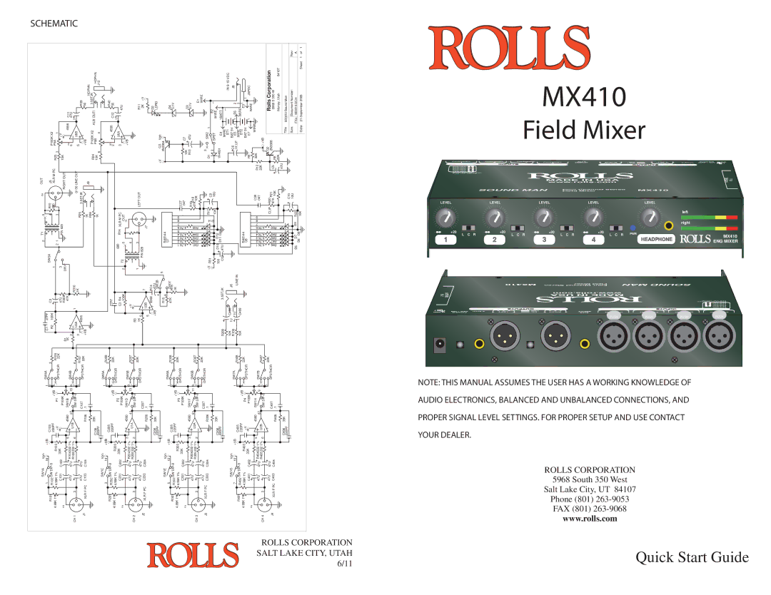 Rolls mx410 quick start MX410 