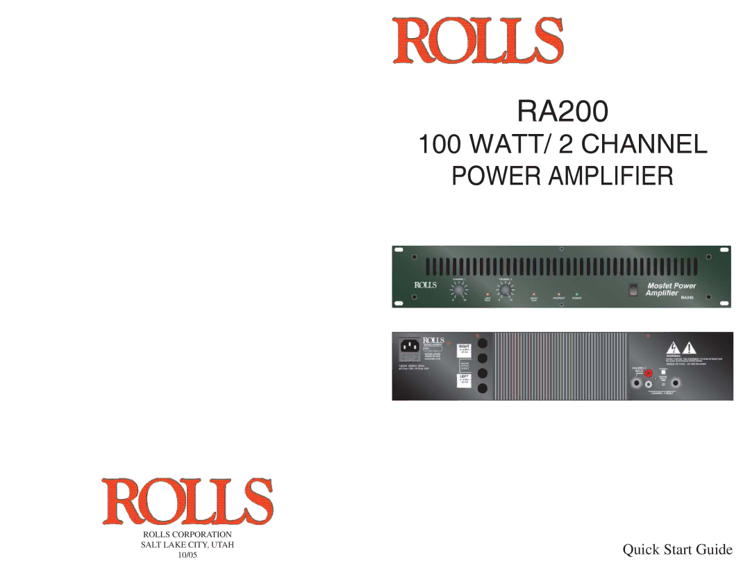 Rolls RA200 quick start 