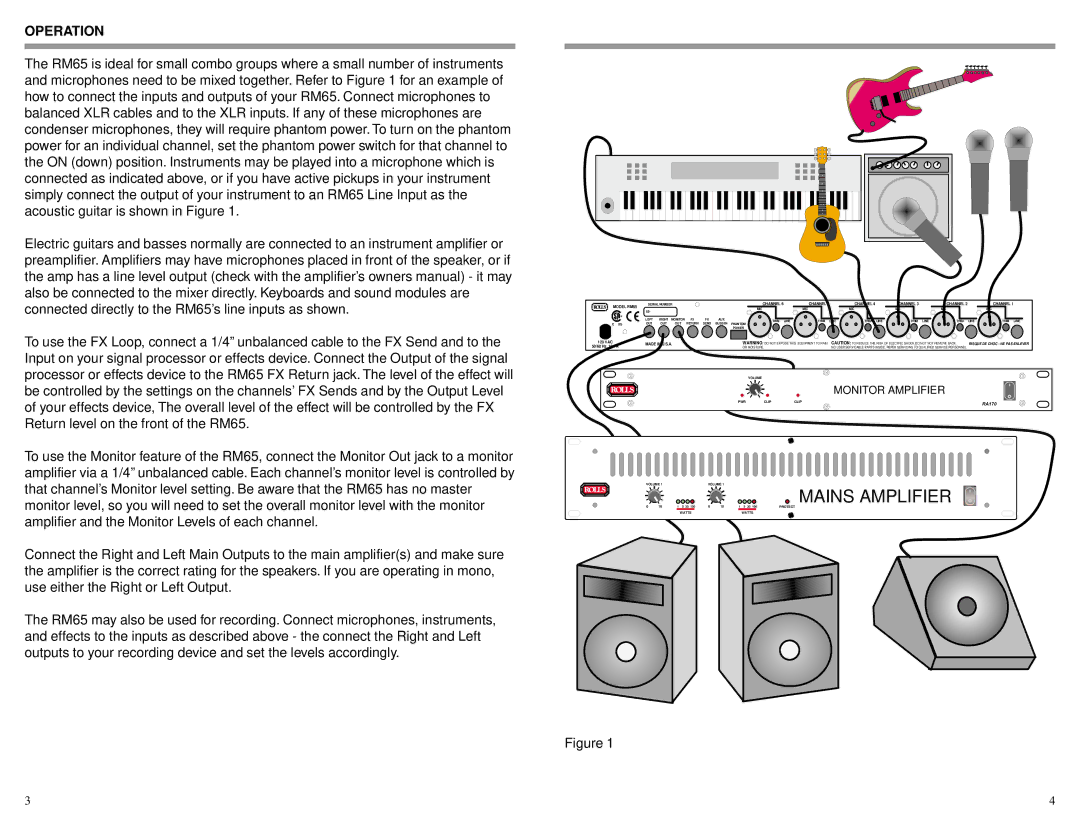 Rolls RM65 owner manual Operation 