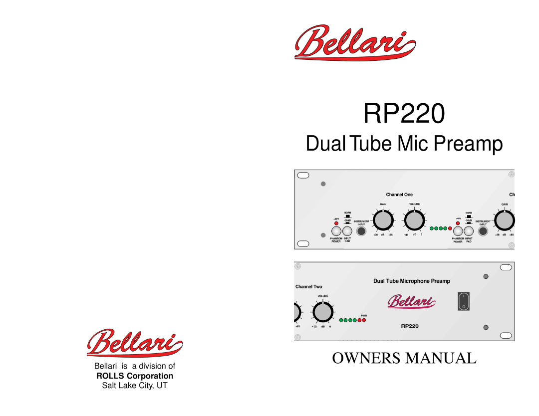 Rolls RP220 owner manual 