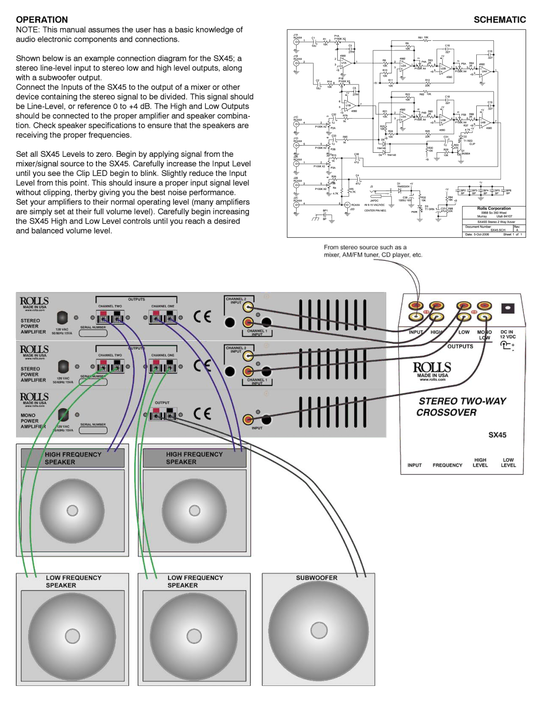 Rolls SX45 warranty Operation, Schematic 