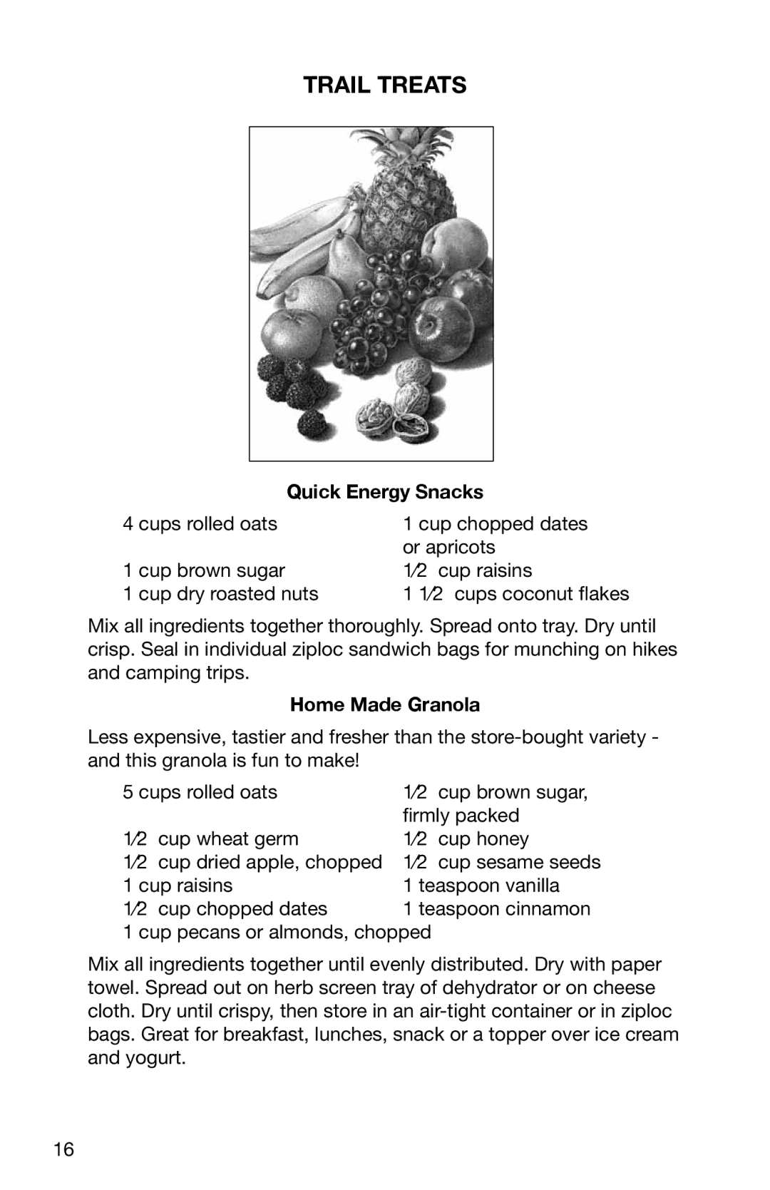 Ronco Food Saver manual Trail Treats, Quick Energy Snacks, Home Made Granola 