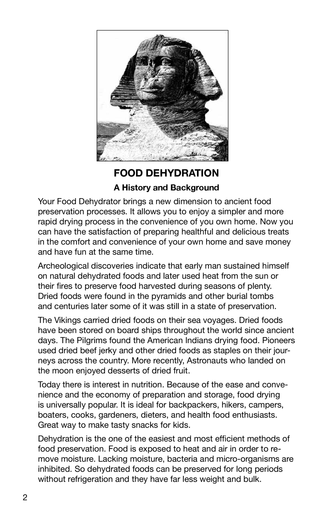 Ronco Food Saver manual Food Dehydration, History and Background 