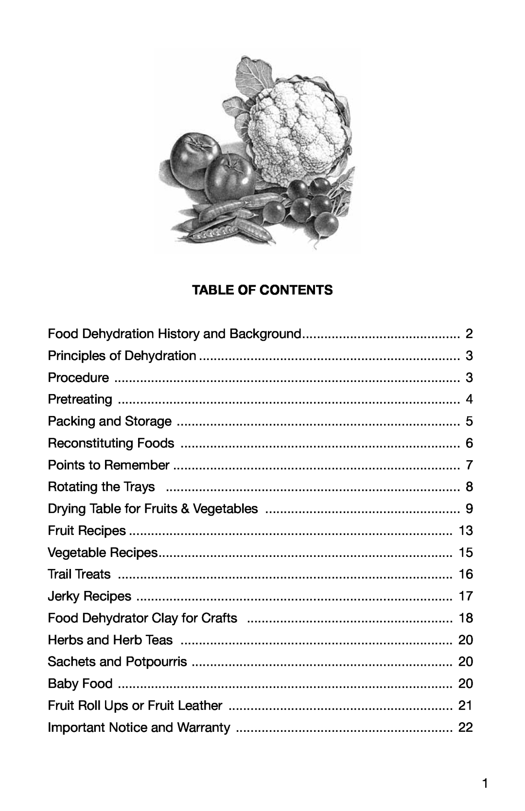 Ronco Food Saver manual Table of Contents 