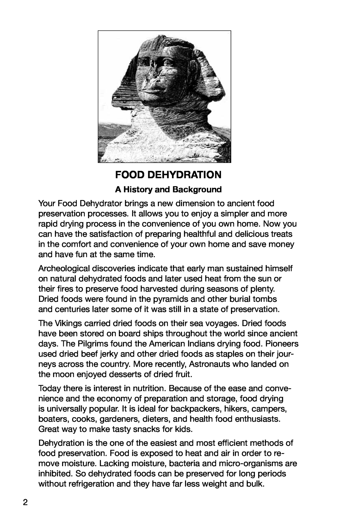 Ronco Food Saver manual Food Dehydration, A History and Background 