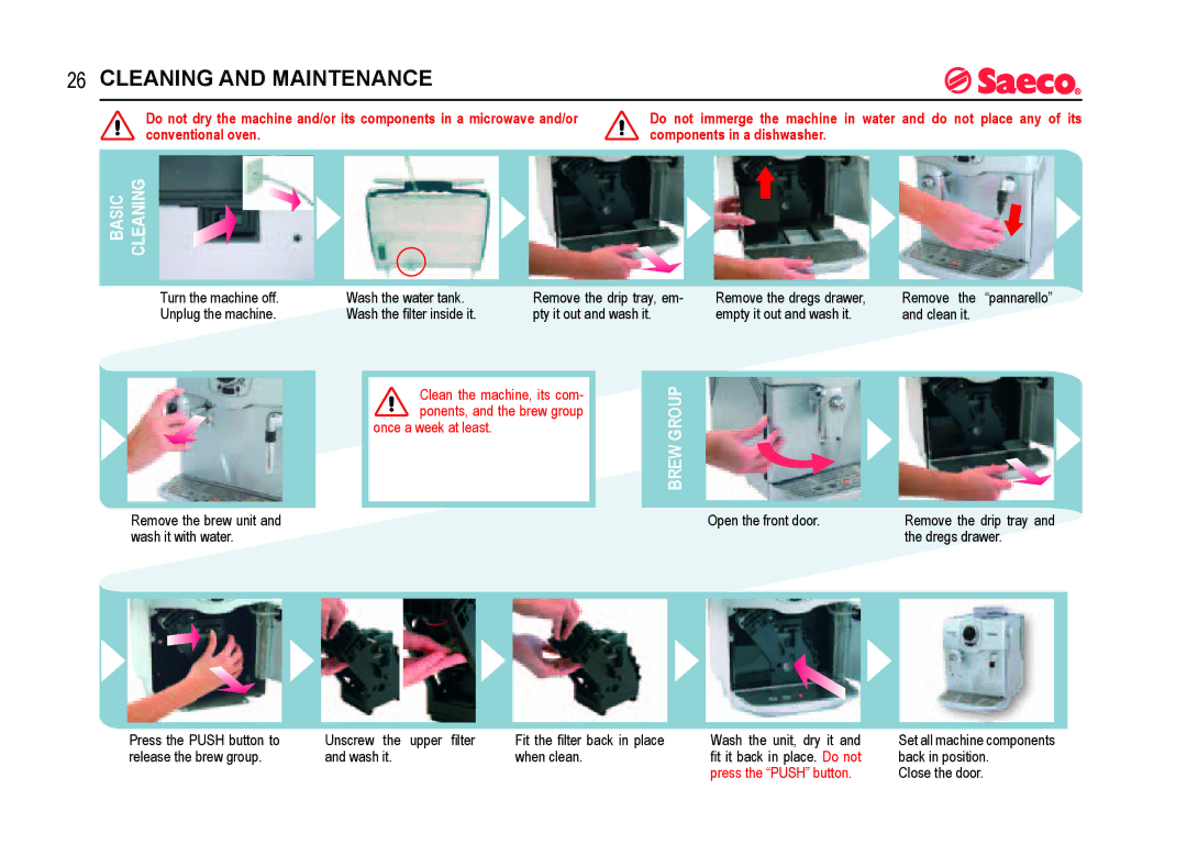 Rondo SUP021YO manual Cleaning and Maintenance, Basic, Brew Group 