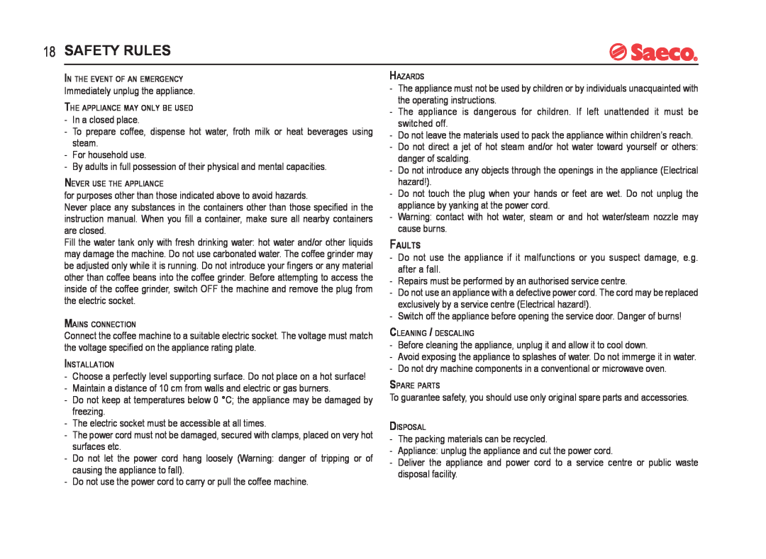 Rondo SUP021YO manual Safety Rules 