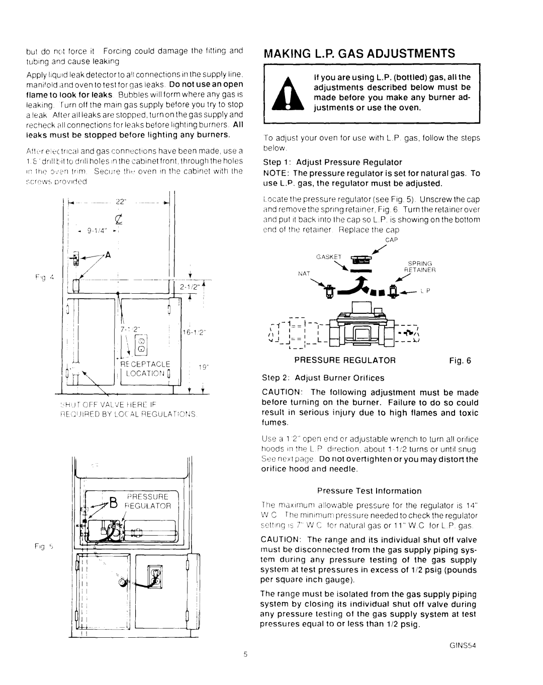Roper B675, 288, Stove, B460 manual Making L.P. Gas Adjustments 