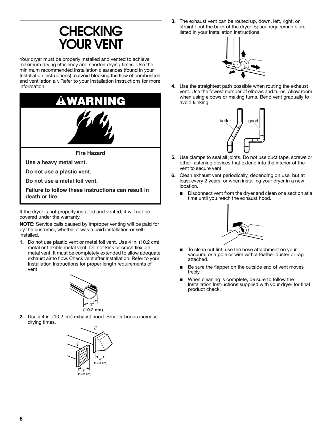 Roper 3405639A manual Checking Your Vent 