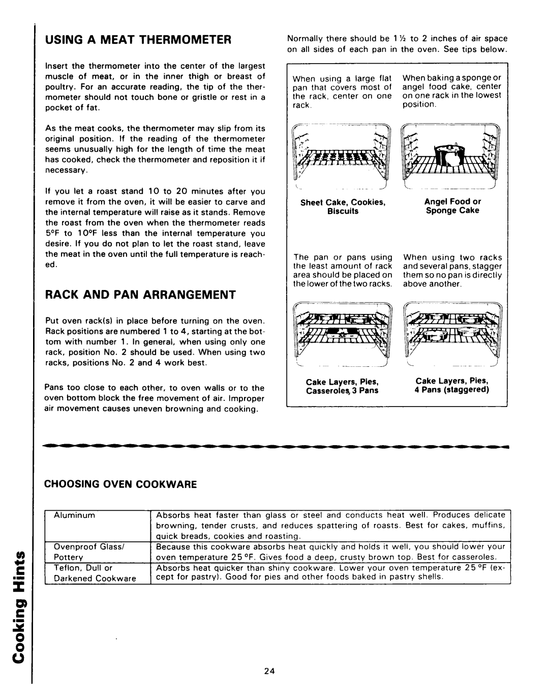 Roper 4347928 (333240-1) manual Using a Meat Thermometer, Rackandpanarrangement, Oven 