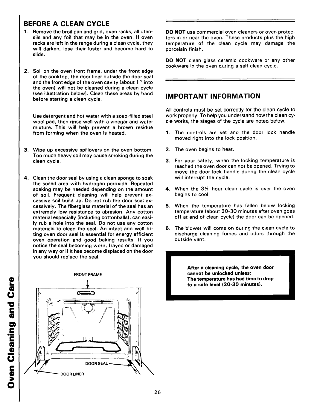 Roper 4347928 (333240-1) manual Before a Clean Cycle, Important Information 