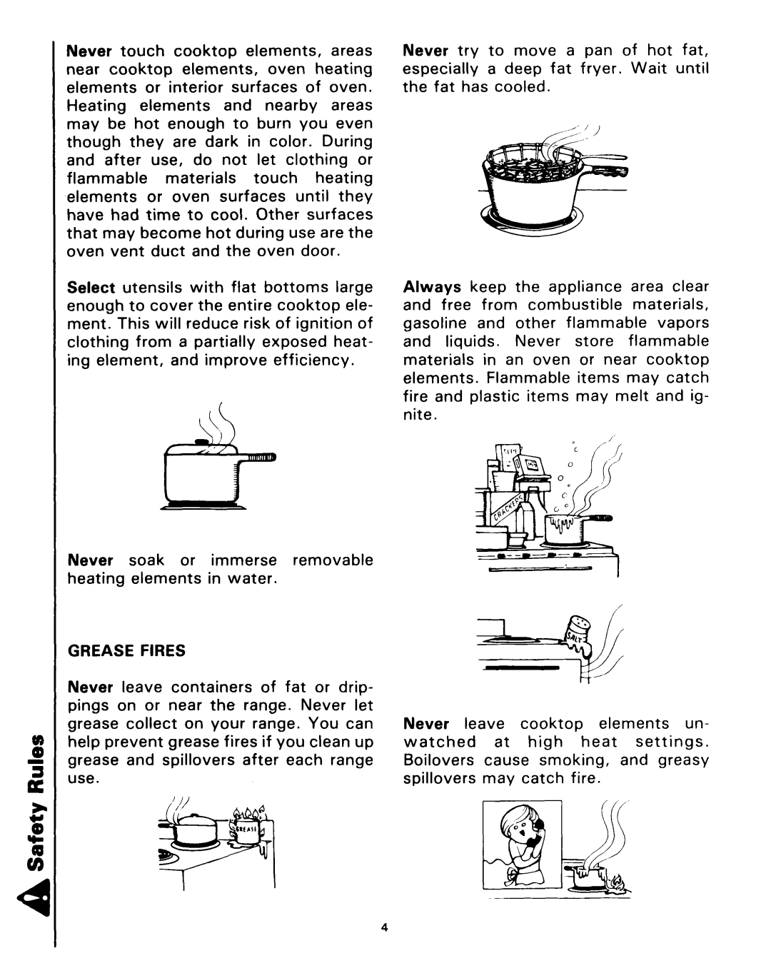 Roper 4347928 (333240-1) manual Grease Fires 