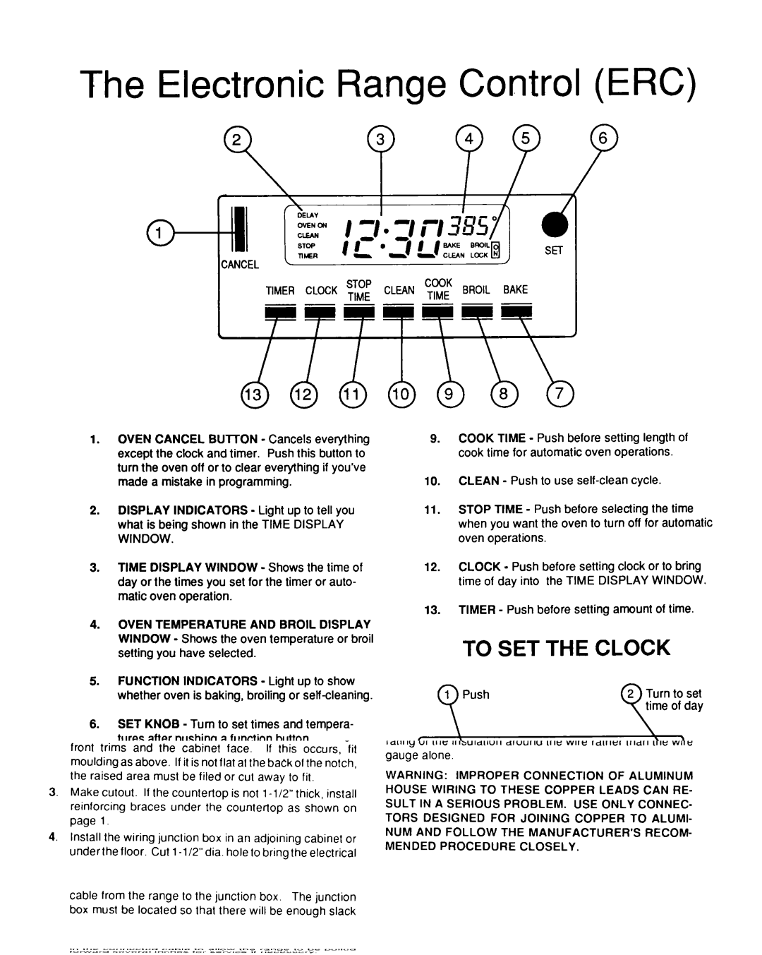 Roper D975 owner manual To SET the Clock, Function Buttons 