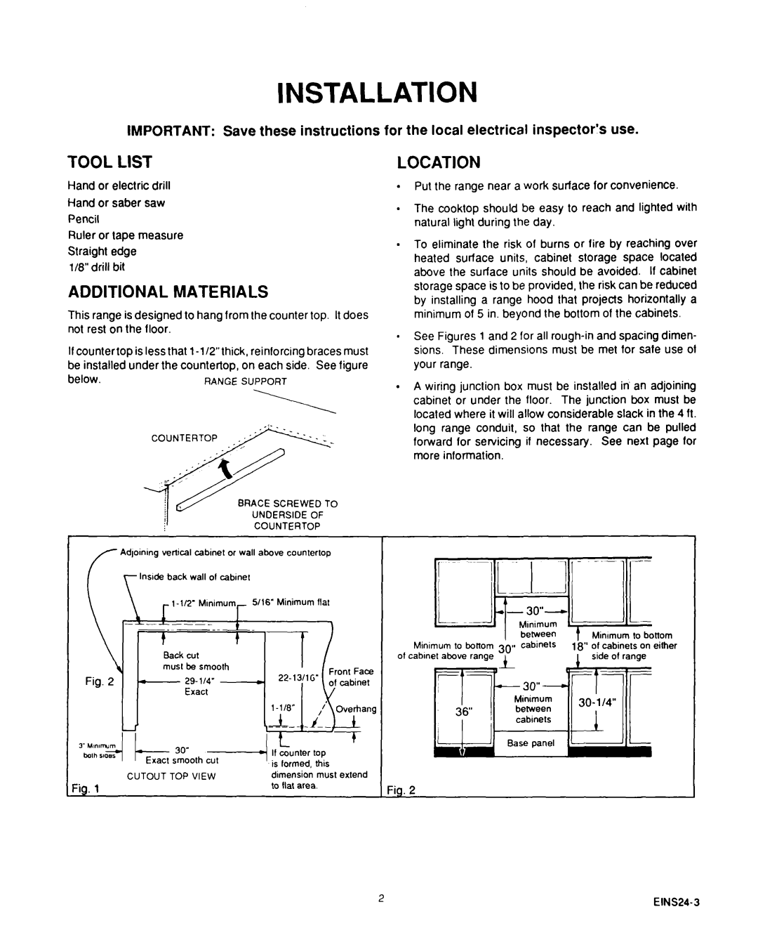 Roper D975 owner manual Tool List, Additional Materials, Location 