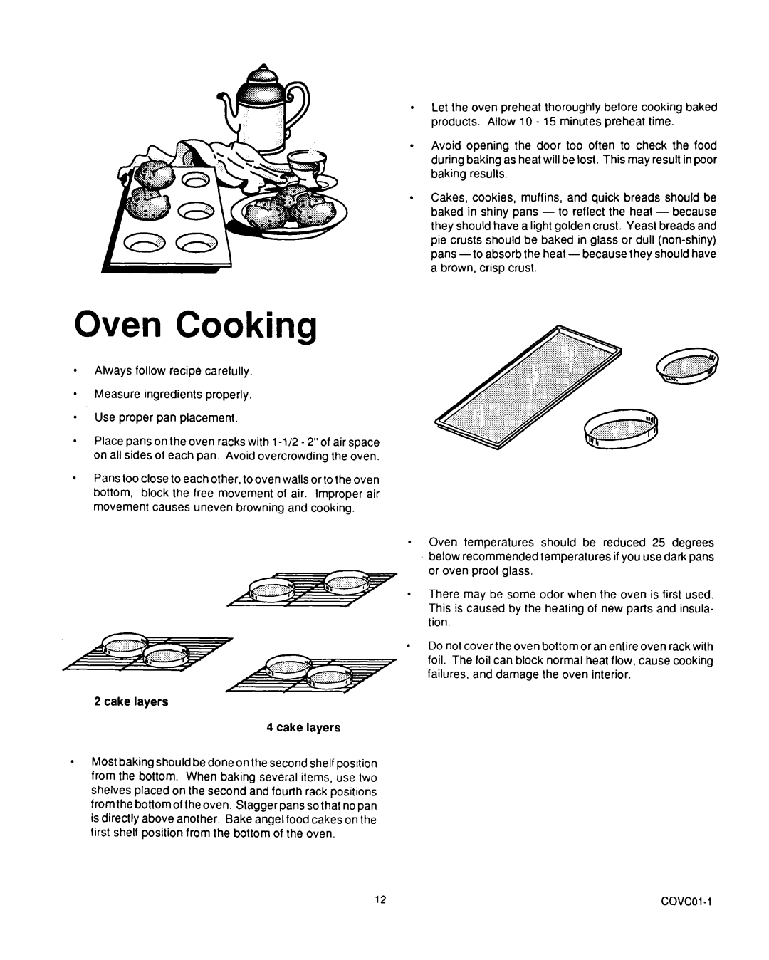 Roper D975 owner manual Oven Cooking 