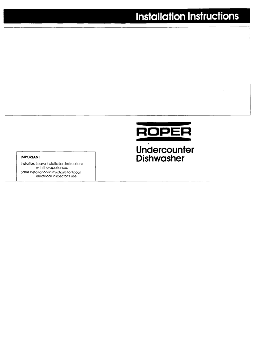 Roper RUD1000, RUD5000, RUD5750, 119, RUD3000 manual Undercounter Dishwasher, Lave-Vaisselle Encastré, Use & Care Guide 