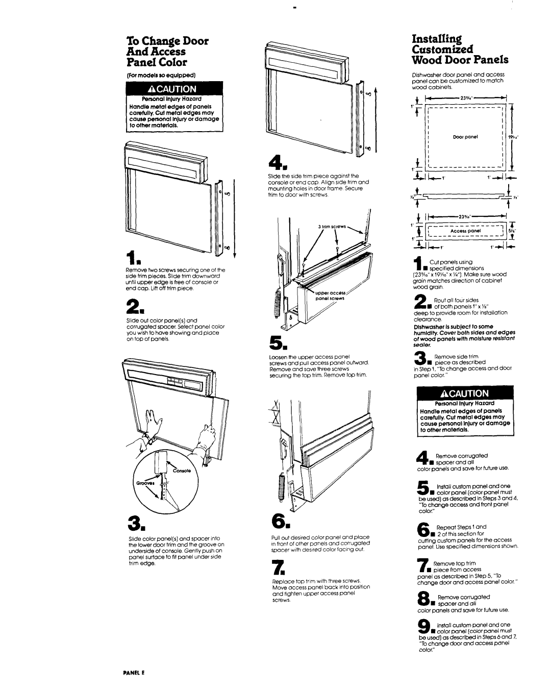 Roper Dishwasher installation instructions To Change Door And Access Panel Color, Installing Customized Wood Door Panels 