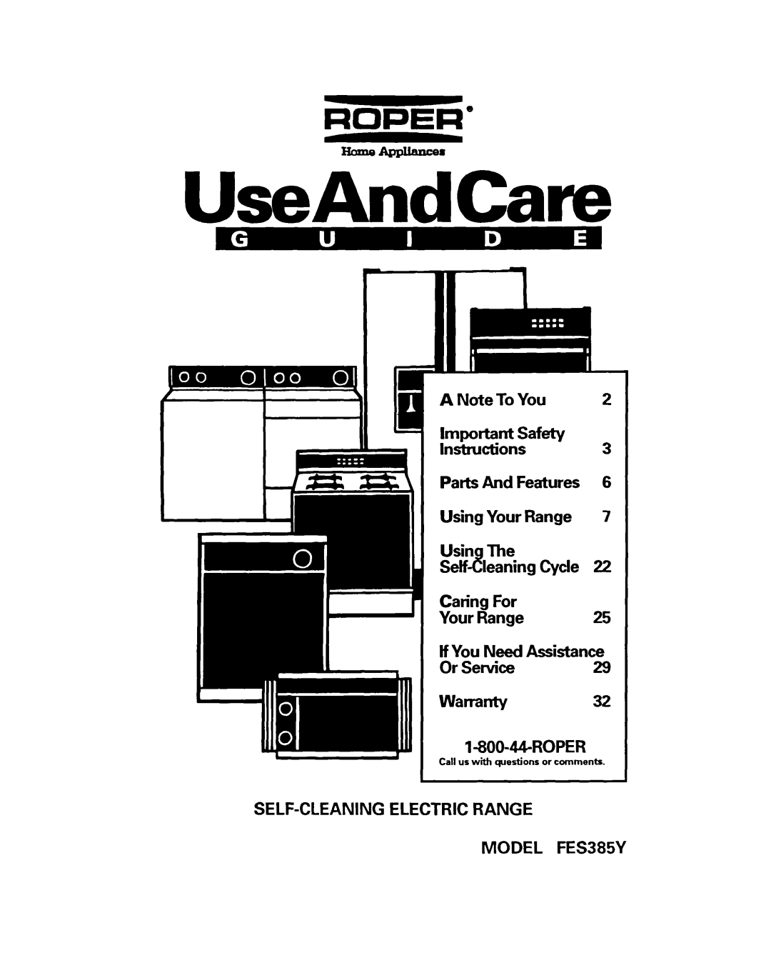 Roper warranty SELF-CLEANING Electric Range Model FES385Y, Your 